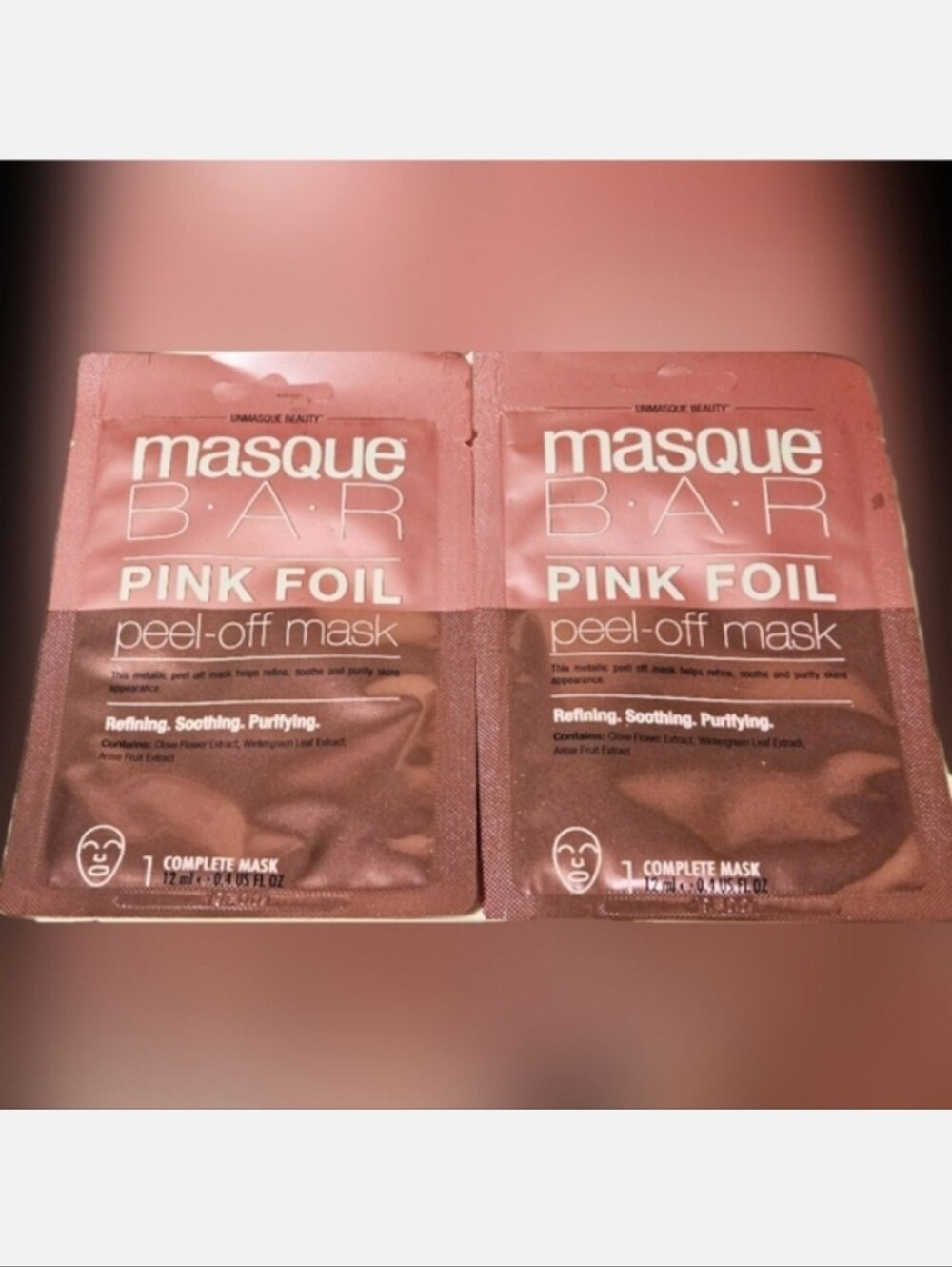 NWT 》2× MASQUE BAR PINK FOIL PEEL OFF MASKS!